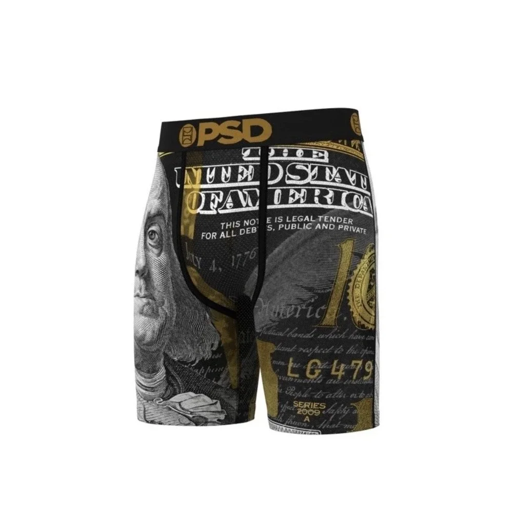 PSD Underwear Mens 3-Pack Premium Boxer Briefs Make Bank Money XL 7in Inseam